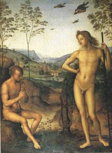 Pietro vannucci called IL perugino Apollo and Marsyas (mk05) oil painting picture